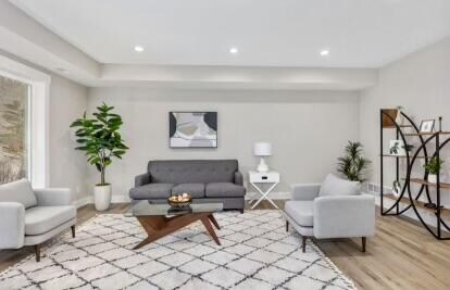 living room featuring light wood-type flooring