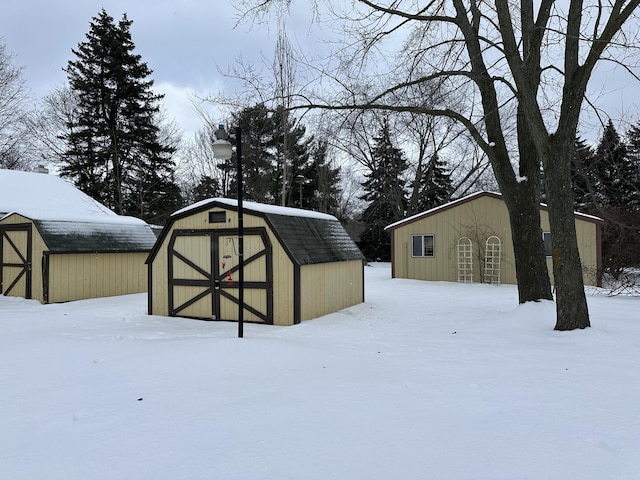 view of snow covered structure