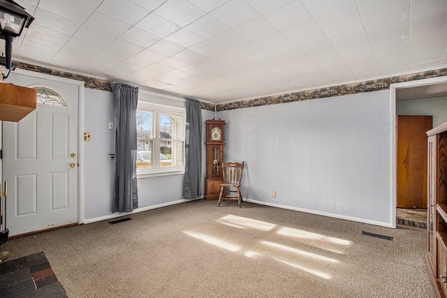 interior space featuring carpet floors