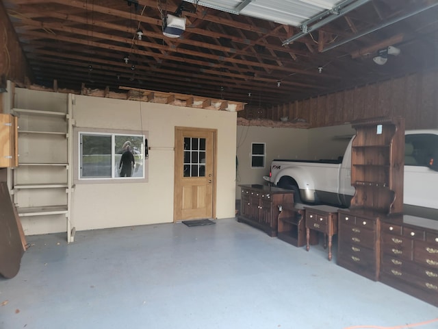 garage with a garage door opener