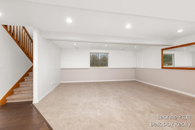 basement with carpet floors