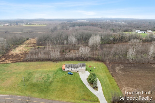 aerial view featuring a rural view