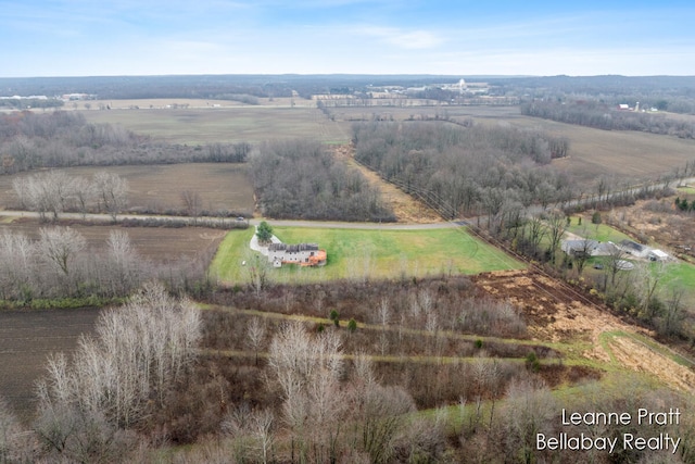 drone / aerial view featuring a rural view