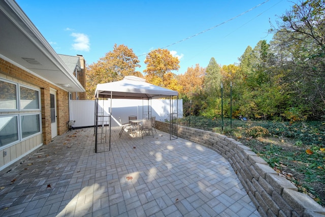 view of patio / terrace featuring a gazebo