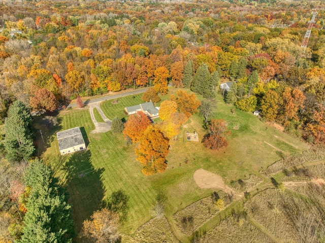 drone / aerial view with a rural view