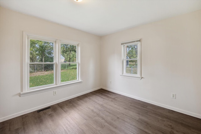 spare room featuring hardwood / wood-style floors and a wealth of natural light