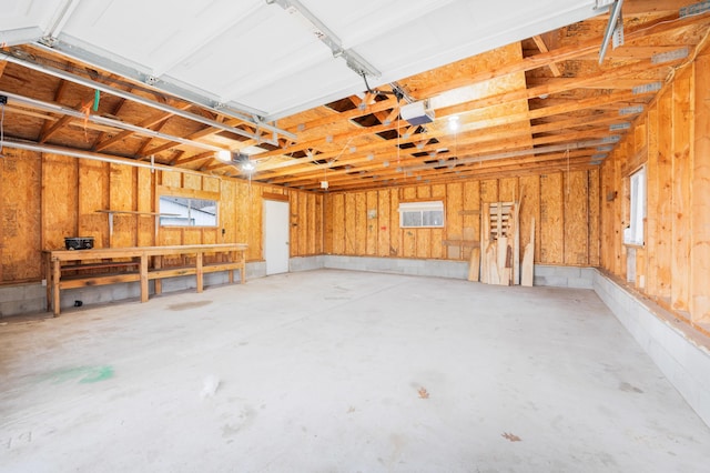 garage with a garage door opener