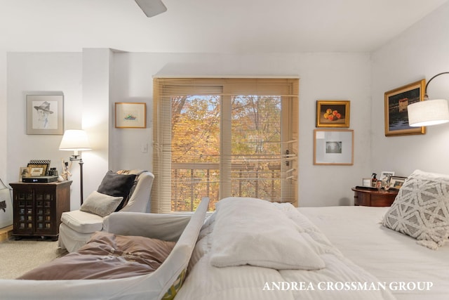 bedroom with carpet and ceiling fan