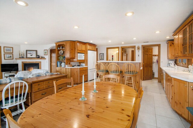 view of tiled dining area