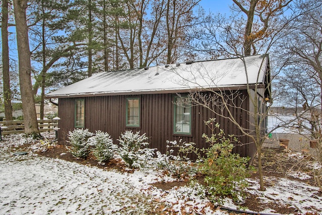 view of snow covered exterior