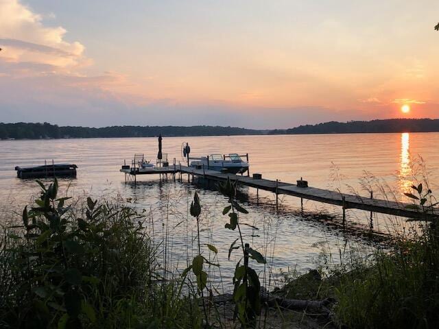 dock area featuring a water view