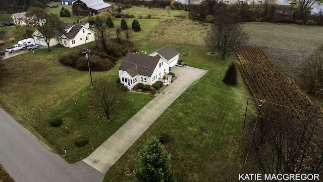 bird's eye view featuring a rural view