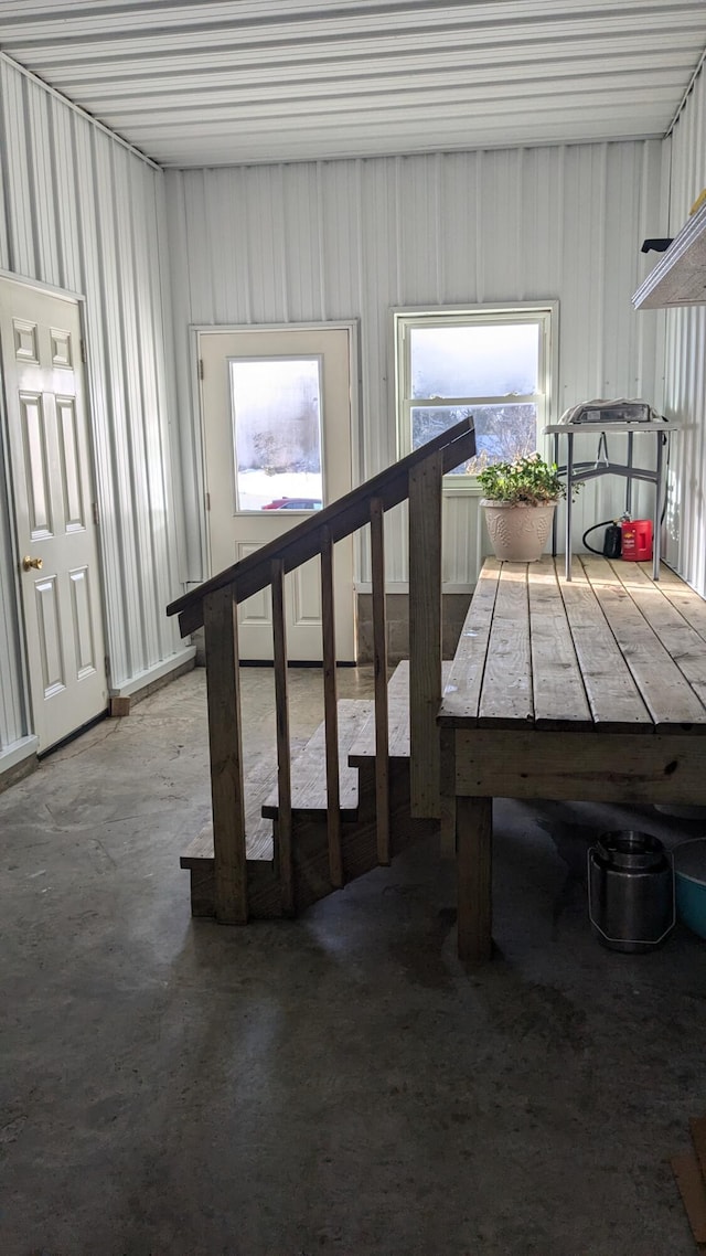 interior space with concrete floors