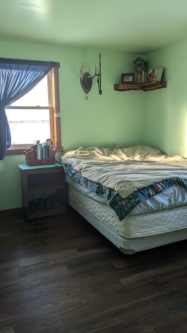 bedroom featuring dark wood-type flooring