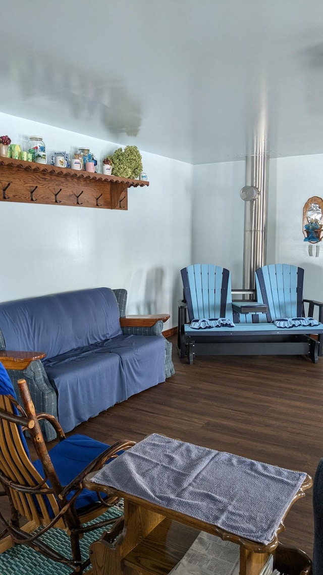 interior space with dark hardwood / wood-style floors