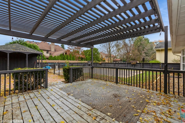 deck featuring a pergola