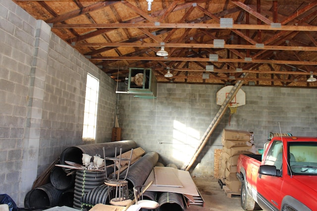 9370 Moon Rd, Saline, MI 48176 - garage with concrete block wall