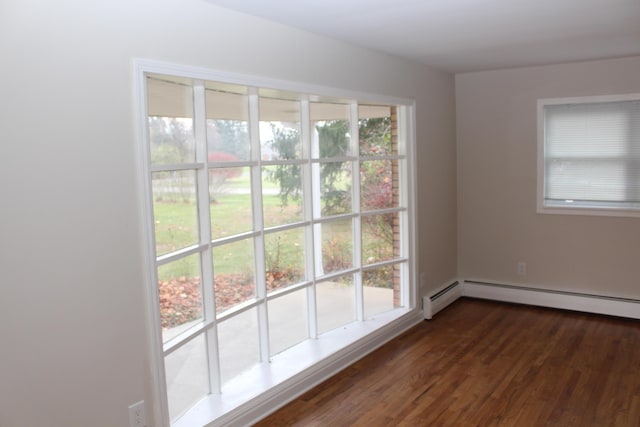 9370 Moon Rd, Saline, MI 48176 - unfurnished room with dark wood finished floors and a baseboard radiator