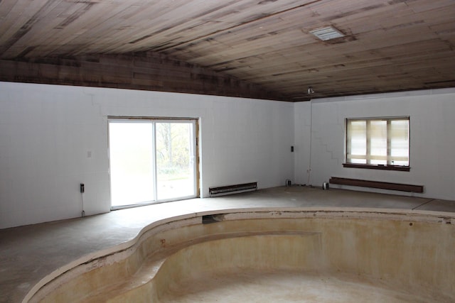 9370 Moon Rd, Saline, MI 48176 - unfurnished room with plenty of natural light, baseboard heating, and vaulted ceiling