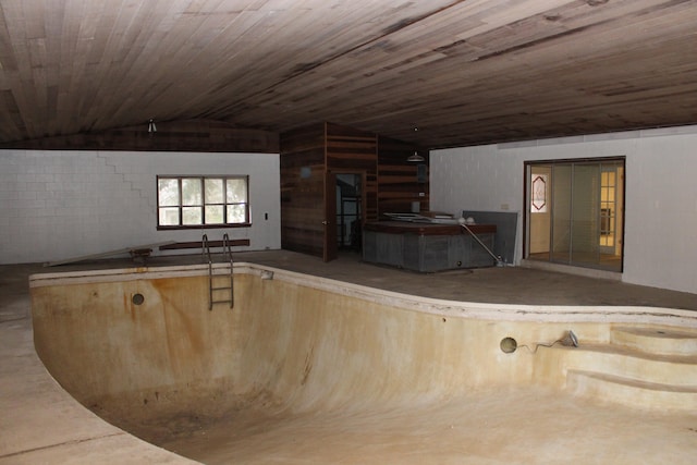 interior space with wooden ceiling