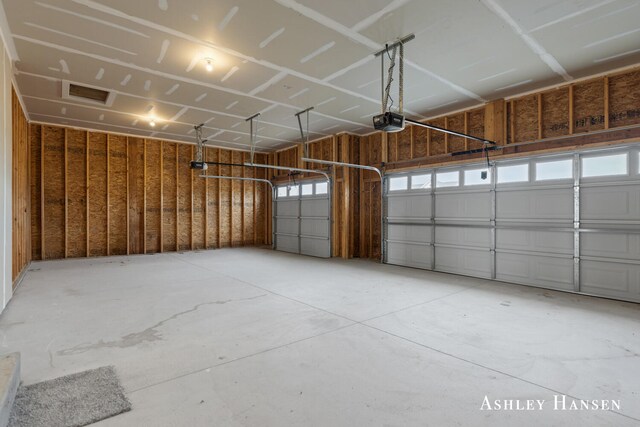 garage with a garage door opener