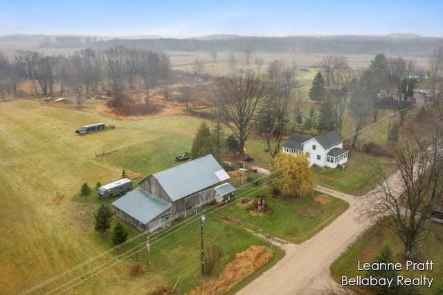 aerial view with a rural view