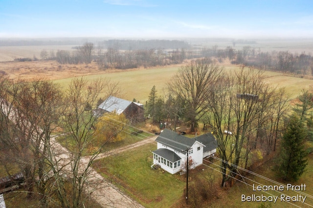 drone / aerial view with a rural view