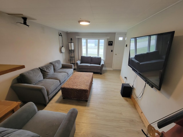 living room with light wood-type flooring