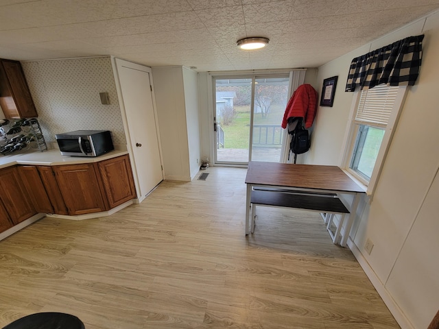 interior space with light hardwood / wood-style flooring