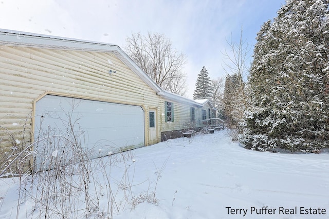 view of snow covered exterior