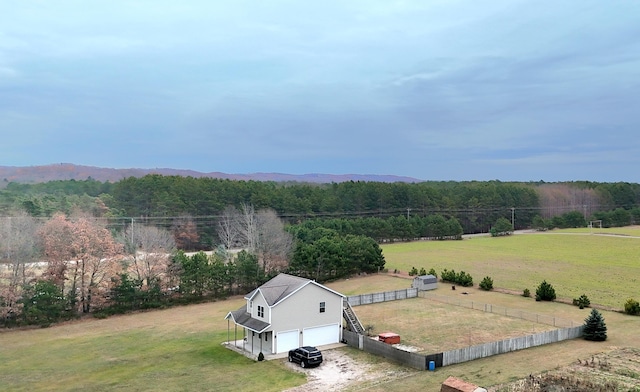 aerial view featuring a rural view