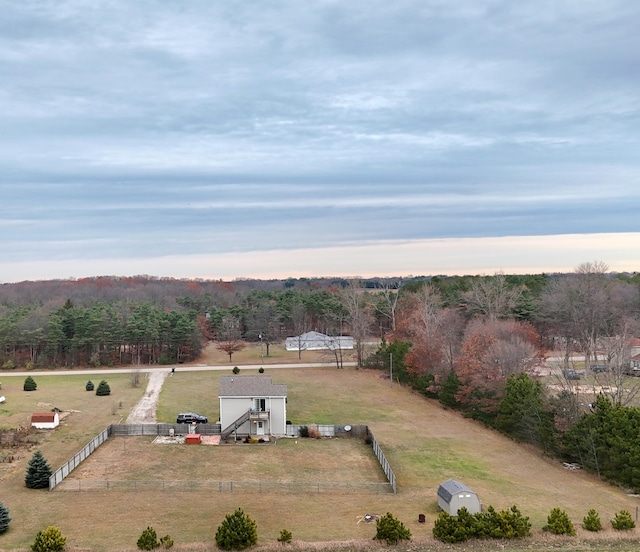 bird's eye view featuring a rural view