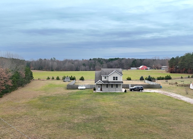 aerial view with a rural view