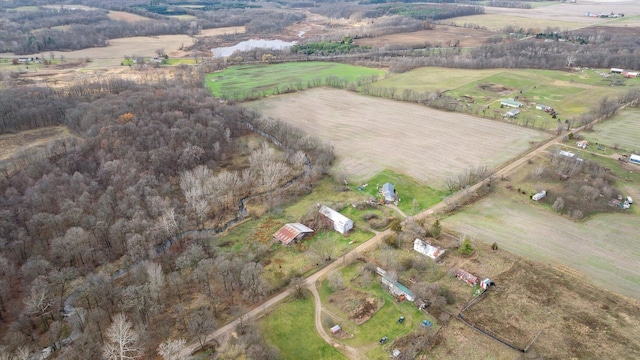 aerial view featuring a rural view