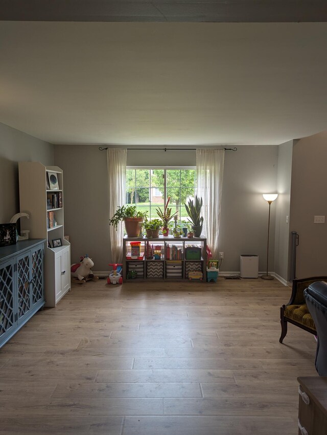 game room featuring light hardwood / wood-style flooring