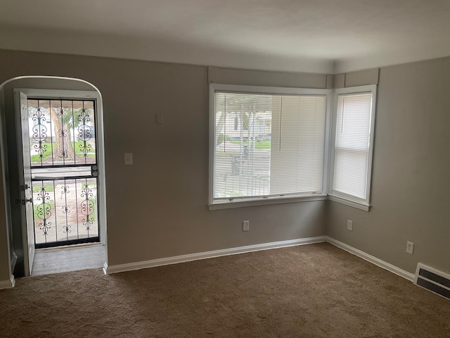 spare room with carpet flooring and plenty of natural light