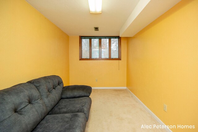 living room with carpet floors