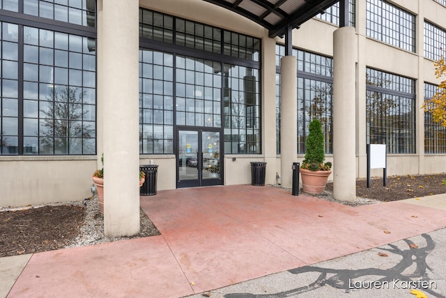 property entrance with french doors