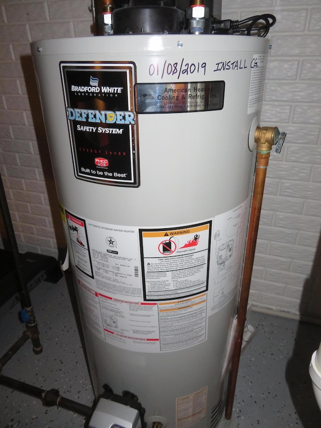 utility room with gas water heater