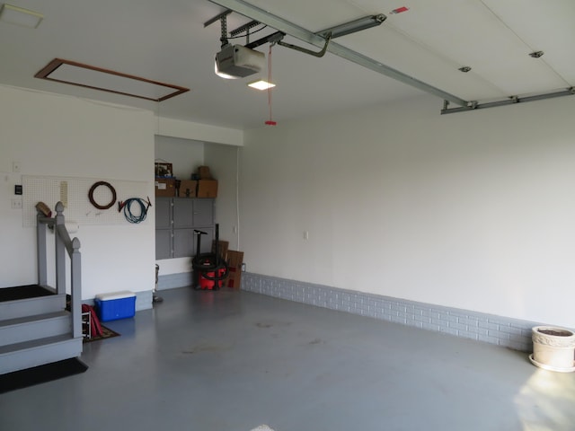 garage with a garage door opener