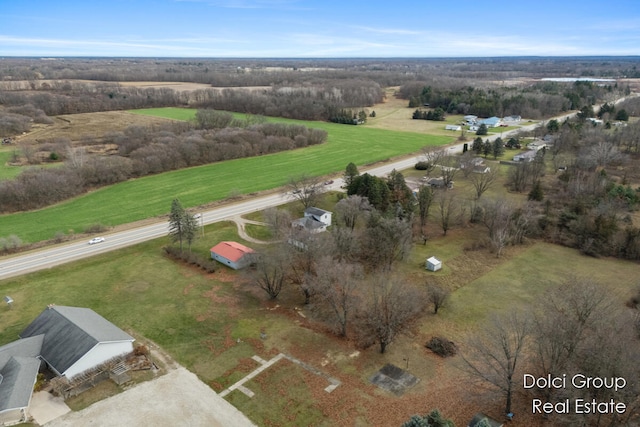 drone / aerial view with a rural view