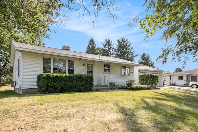 ranch-style house with a front lawn