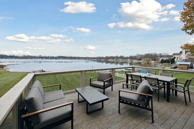 view of patio featuring a water view