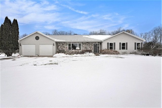 single story home with a garage