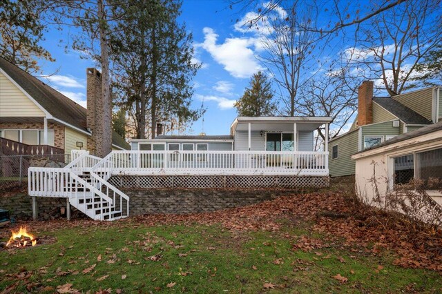 rear view of house with a wooden deck