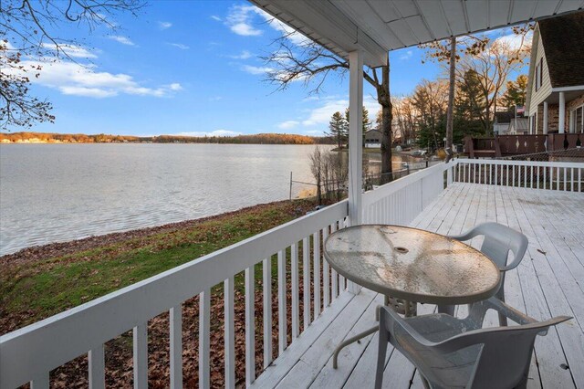 deck with a water view