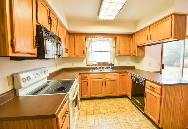 kitchen with sink and black appliances