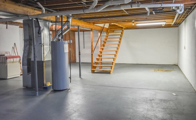 basement with water heater