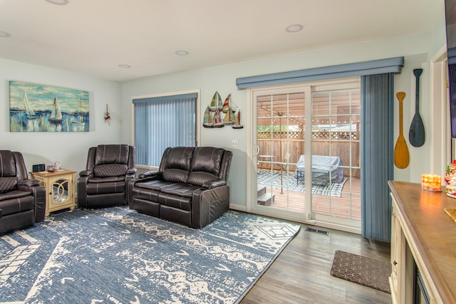 living room featuring hardwood / wood-style flooring