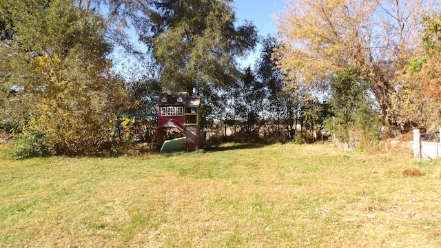 view of yard with a playground